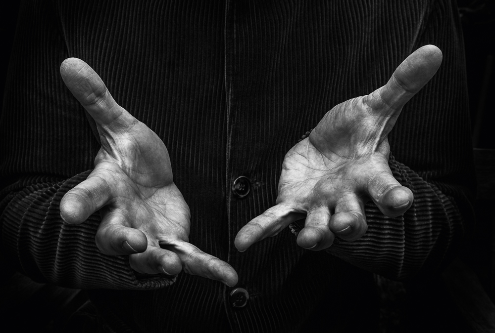The hands of Alistair McGowan - Impressionist by Tim Booth